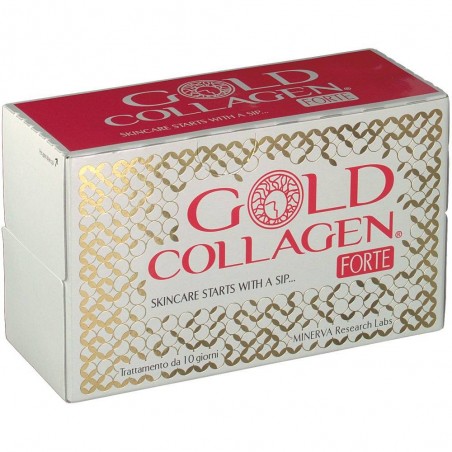 MINERVA RESEARCH - Gold Collagen Forte - integratore alimentare a base di collagene 10 flaconcini da 50 ml