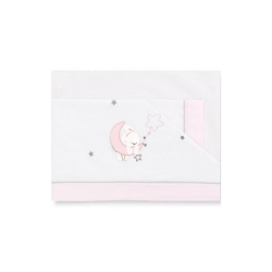 Lenzuola Motivo Luna 60x120 cm Bianco-rosa