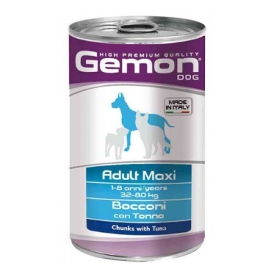 GEMON Adult Maxi Tonno - Cibo umido per cani 12 lattine da 1,250 Kg