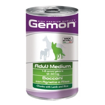 GEMON Adult Medium Agnello e riso - Cibo umido per cani 1 lattina da 1,250 Kg