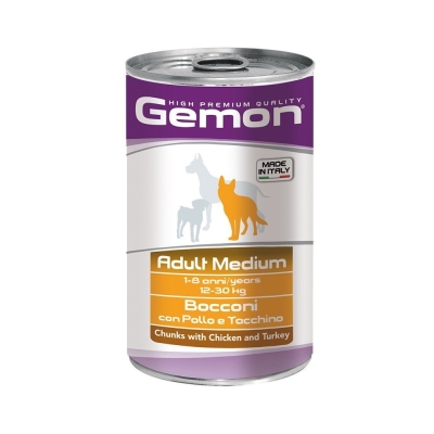 GEMON Adult Medium Pollo e Tacchino - Cibo umido per cani 1 lattina da 1,250 Kg