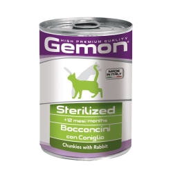 GEMON Sterilized Bocconcini con coniglio - Cibo umido per gatti 24 lattine 415g