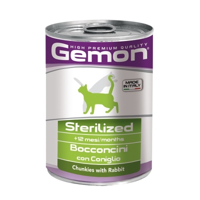 GEMON Sterilized Bocconcini con coniglio - Cibo umido per gatti 24 lattine 415g