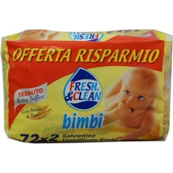 Fresh & Clean Bimbi - 2 confezioni da 72 Salviettine umidificate