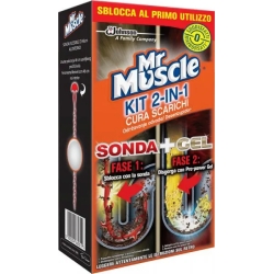Kit 2 in 1 cura scarichi - Disincrostante 1 sonda flessibile + 1 Pro Power Gel