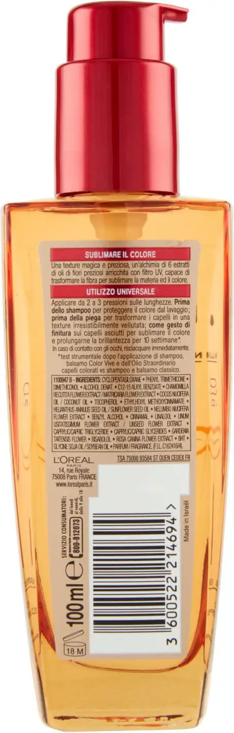 olio straordinario sublimatore del colore per capelli colorati o con meches 100ml