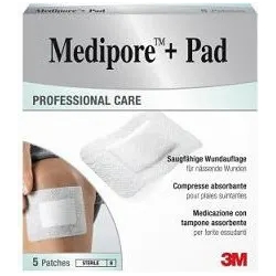 Nexcare Medicazione Sterile In Tnt Con Tampone Assorbente Medipore+ Pad - 5 Medicazioni Da 10 x 20 cm