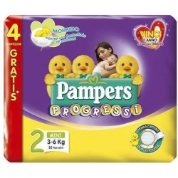PAMPERS Pannolini Per Bambini Progressi Sensitive 3-6 Kg Mini 32 Pezzi