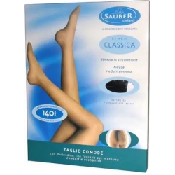Sauber Linea Classica 140 Den - Collant Taglie Comode Maglia Microrete (18-22 mmHg) - Taglia 4 Nero