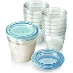 Avent Contenitori Latte Materno Via 10 Vasetti Da 180 Ml 2 Adattatori