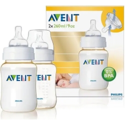 Avent biberon classic tettarella in silicone flusso lento 260 ml  confezione con 2 pezzi