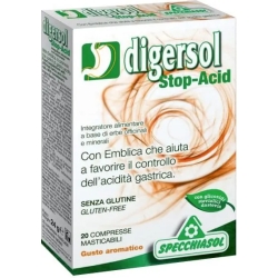 Specchiasol Digersol Stop-Acido per l'Equilibrio del pH acido dello stomaco 20 compresse masticabili