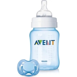 Avent set regalo classic e' un maschietto biberon 260 ml + succhietto 0-6 m azzurro