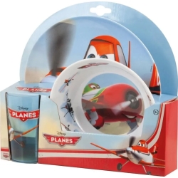 set pappa planes in melamina piatto scodella e bicchiere  3 pezzi