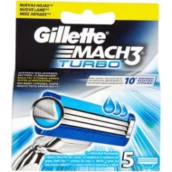 GILLETTE mach3 turbo 5 ricariche- testine di ricambio