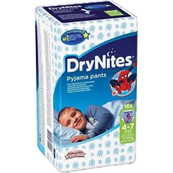 HUGGIES Drynites Boy - 16 Pannolini Per Bambini 4-7 anni da 17 a 30 Kg