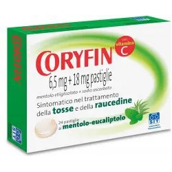 Coryfin con vItamina C pastiglie - trattamento del mal di gola gusto mentolo eucaliptolo 24 Caramelle