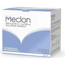 meclon 200mg/10ml + 1g/130ml 5 flaconi 10 ml + 5 flaconi 130 ml - soluzione vaginale