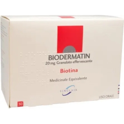 Biodermatin 20 mg - Granulato Effervescente Per La Carenza di Biotina 30 Bustine