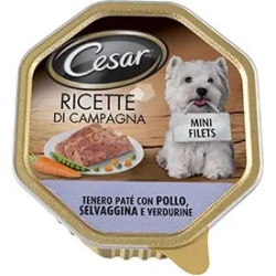Ricette di Campagna - Tenero patè con Pollo Selvaggina e Verdurine cibo umido per cani vaschetta 150 g