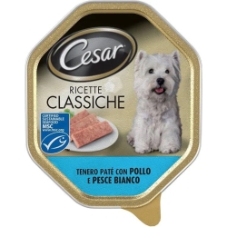 Ricette Classiche - Tenero Paté con Pollo e Pesce Bianco cibo umido per cani vaschetta 150 g