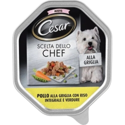 Scelta dello Chef - Pollo alla griglia con riso integrale e verdure cibo umido per cani vaschetta 150 g