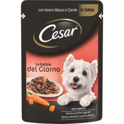 Delizie del Giorno con tenero manzo e carote in salsa cibo umido per cani busta da 100 gr