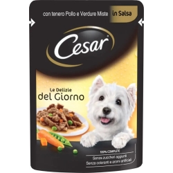 Delizie del Giorno con tenero Pollo e Verdure Miste in salsa cibo umido per cani busta da 100 gr