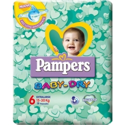 PAMPERS Baby Dry - 19 pannolini extralarge taglia 6 da 15 a 30 kg