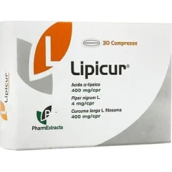Lipicur 30 compresse - Integratore di acido alfa-lipoico, curcumina piperina