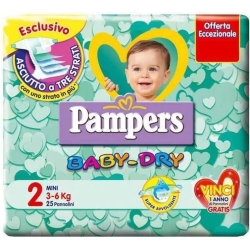 PAMPERS baby dry - 24 pannolini taglia 2 mini da 3 a 6 kg