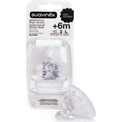 Suavinex Tettarella anatomica in silicone flusso denso collo largo 6m+ 2 pezzi