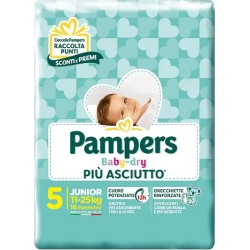PAMPERS baby dry junior - 16 pannolini taglia 5 da 11 a 25 kg