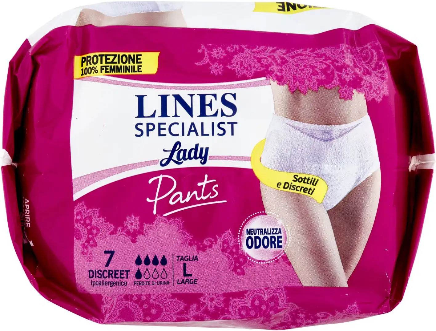 Lines Specialist lady - 7 Mutandine Assorbenti Per Incontinenza Taglia L