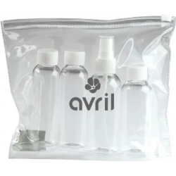 Trousse Da Viaggio Aereo + 4 Flaconi Da 100 ml Da Riempire