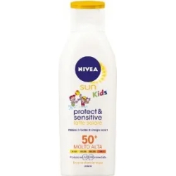 Nivea Crema Solare Bambini 50+ SPF Lozione Protect & Sensitive Protezione Molto Alta 200 ml