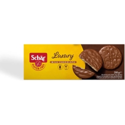 luxury - biscotti di pasta frolla senza glutine ricoperti di cioccolato al latte 200 g