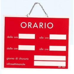 cartello orario apertura tempopol rosso cm 15x11
