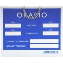 Cartello Orario Apertura Tempopol Blu Cm 15x11