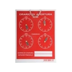 cartello orario 4 orologi tempopol rosso 16x21 cm