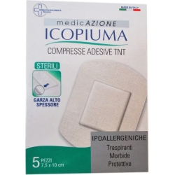 Icopiuma Garza Adesiva Sterile In Tnt - 5 Garze Da 10 x 7,5 cm