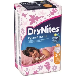 HUGGIES DryNites - 16 Mutandine Assorbenti per la Notte 3-5 Anni da 16 a 23 kg