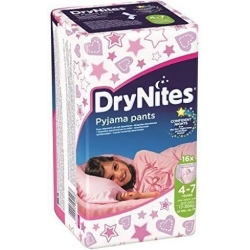 HUGGIES DryNites - 16 Mutandine Assorbenti per la Notte 4-7 Anni da 17 a 30 kg