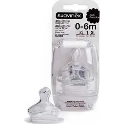 Suavinex Tettarella Anatomica Collo Largo Silicone S1 S - confezione da 2 tettarelle