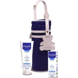 Mustela Set Portabiberon + 2 in 1 Gel Detergente + Hydra Bébé Crema Viso