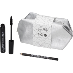 Purobio Pochette Argento - Cofanetto regalo Mascara Glorious Ultra Black + Matita Occhi n.01