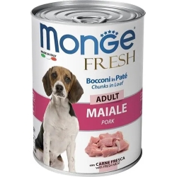 Fresh Bocconi in patè di maiale - cibo umido per cani adulti 24 lattine da 400 g
