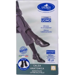 Sauber Linea Uomo - Calza Uomo Filato Cotone (18-22 mmHg) - Taglia L/Xl Nero