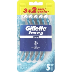 GILLETTE Sensor3 Cool - 5 Rasoi Usa E Getta A 3 Lame Effetto Rinfrescante