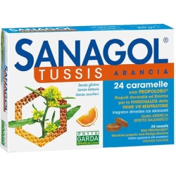 Sanagol Tussis 24 Caramelle Gusto Arancia - Integratore Per Le Prime Vie Respiratorie